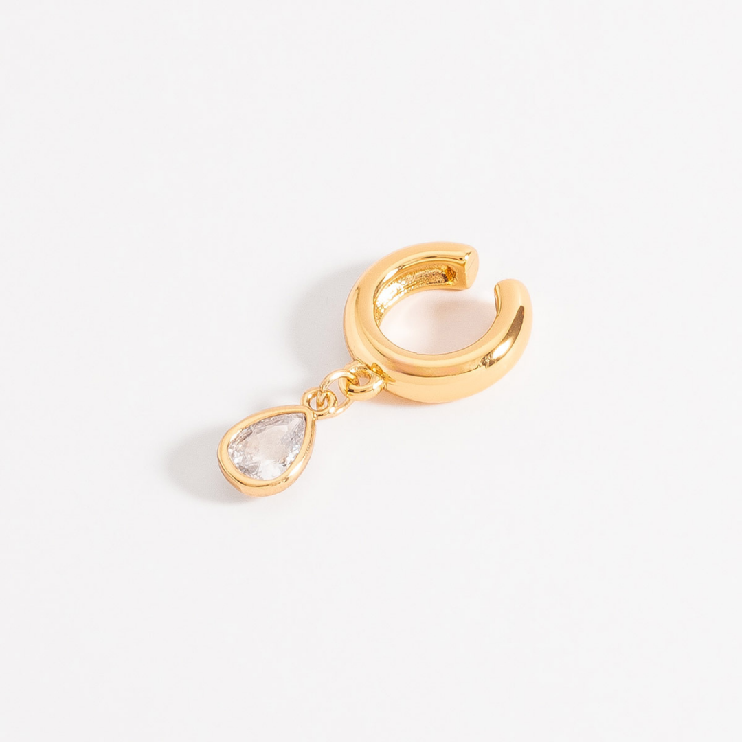 Ear cuff con gota de cristal