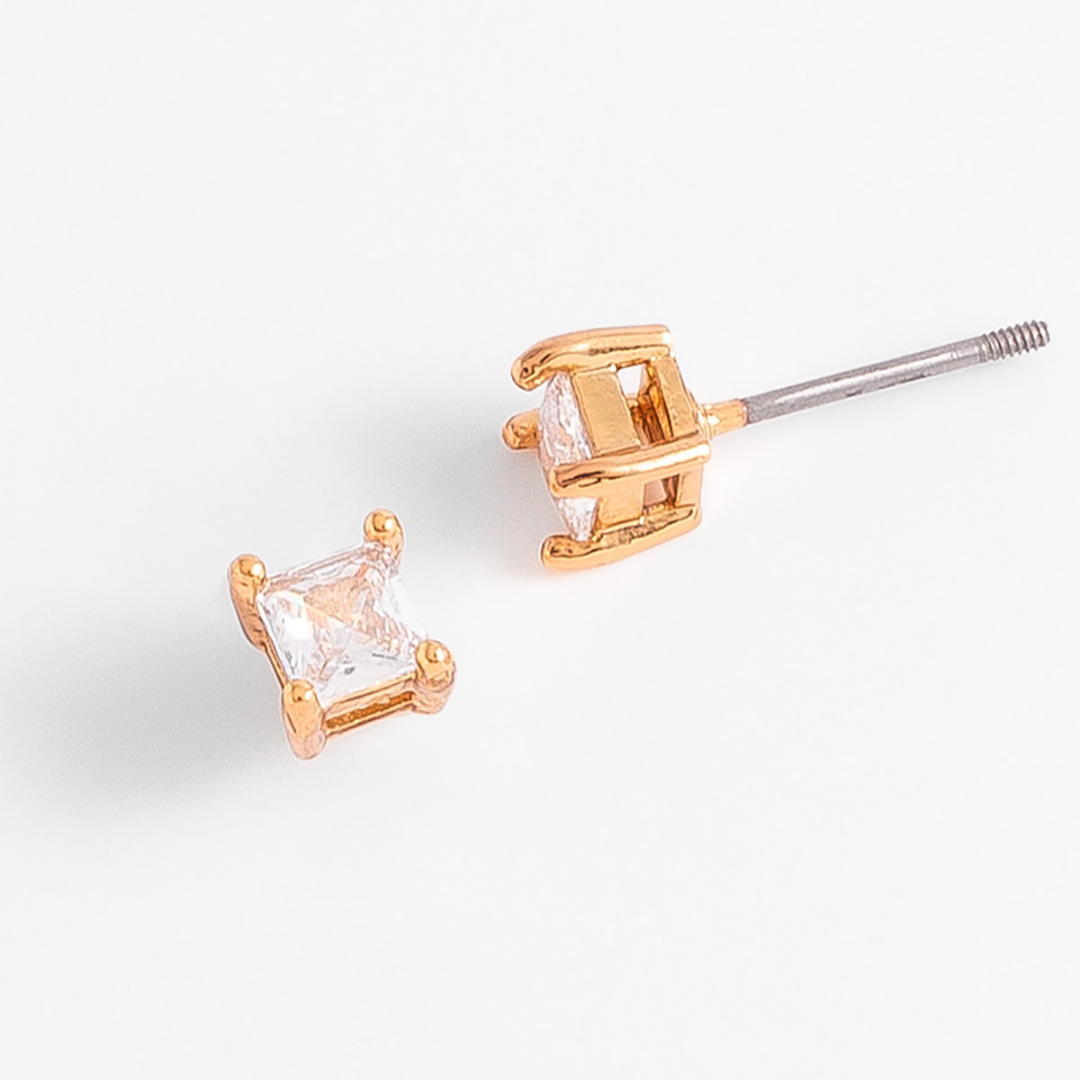 Aretes pequeños con cristal corte diamante