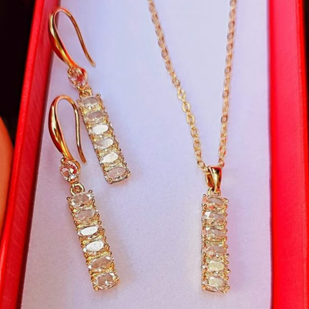 Set con dije con piedra corte diamante