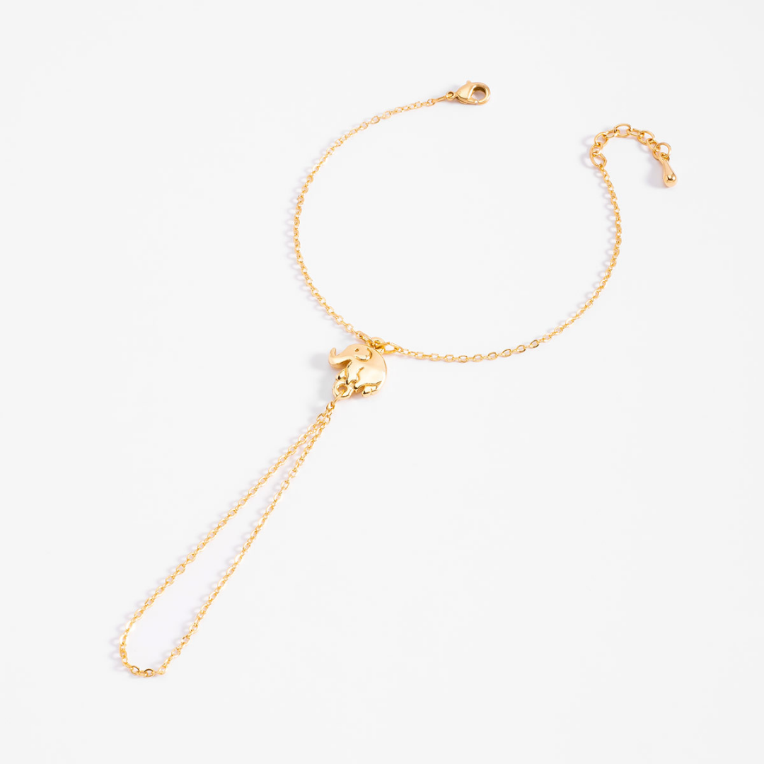 Pulsera con dije de elefante y doble cadena