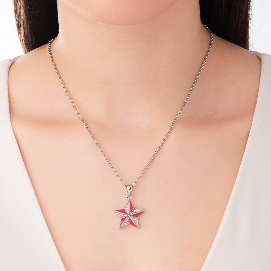 Collar de estrella PH baño platino elegante