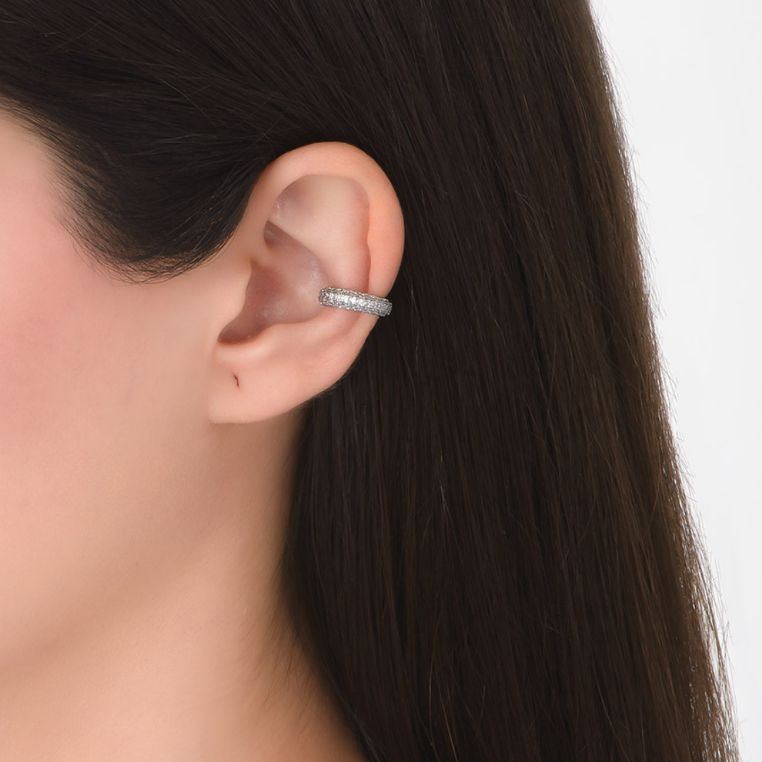 Ear cuff con cristal corte diamante moderno