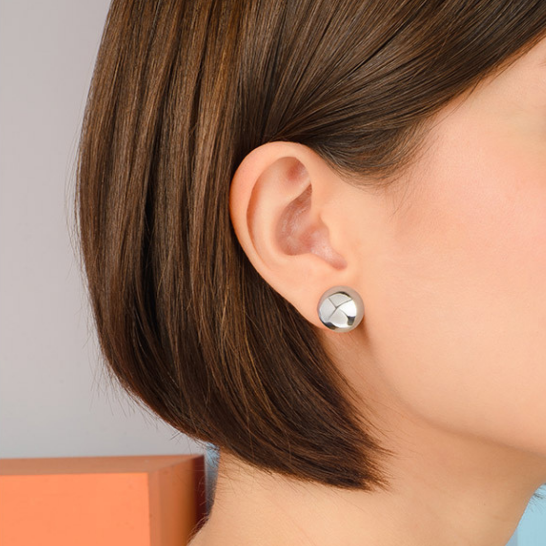 Aretes esfera pulida tamaño grande