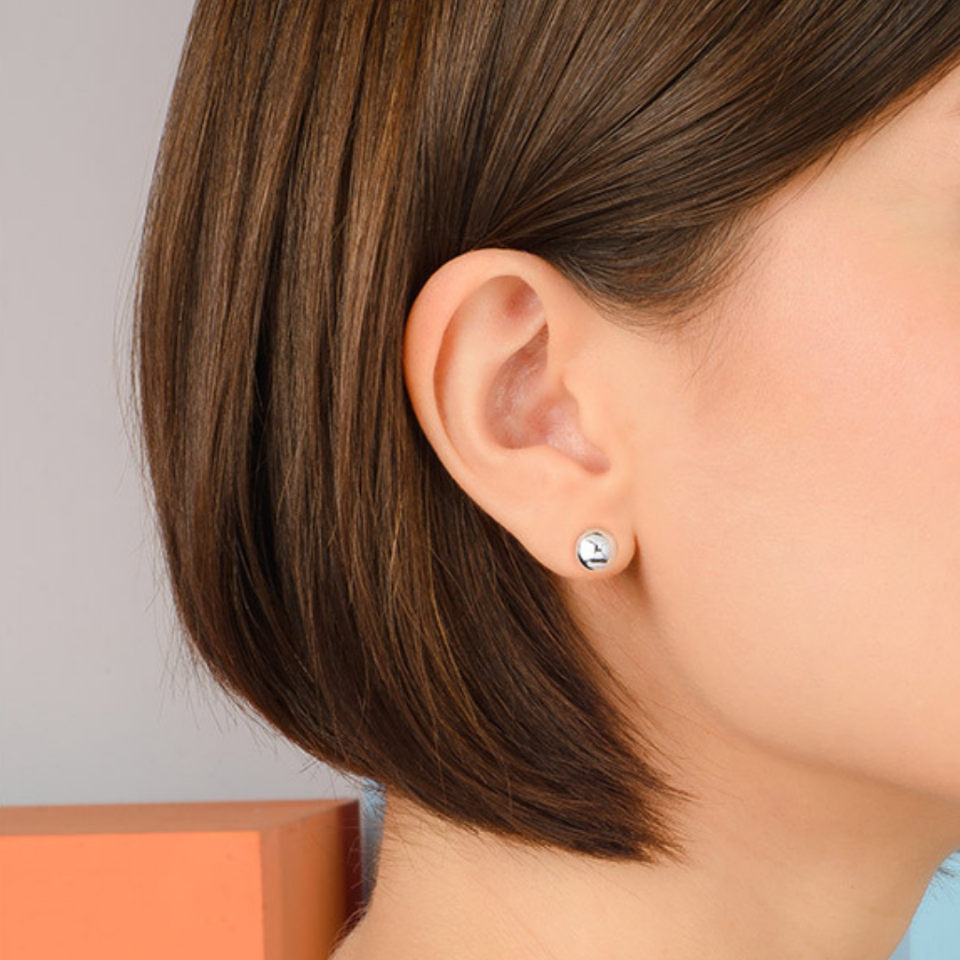Aretes esfera pulida tamaño pequeño