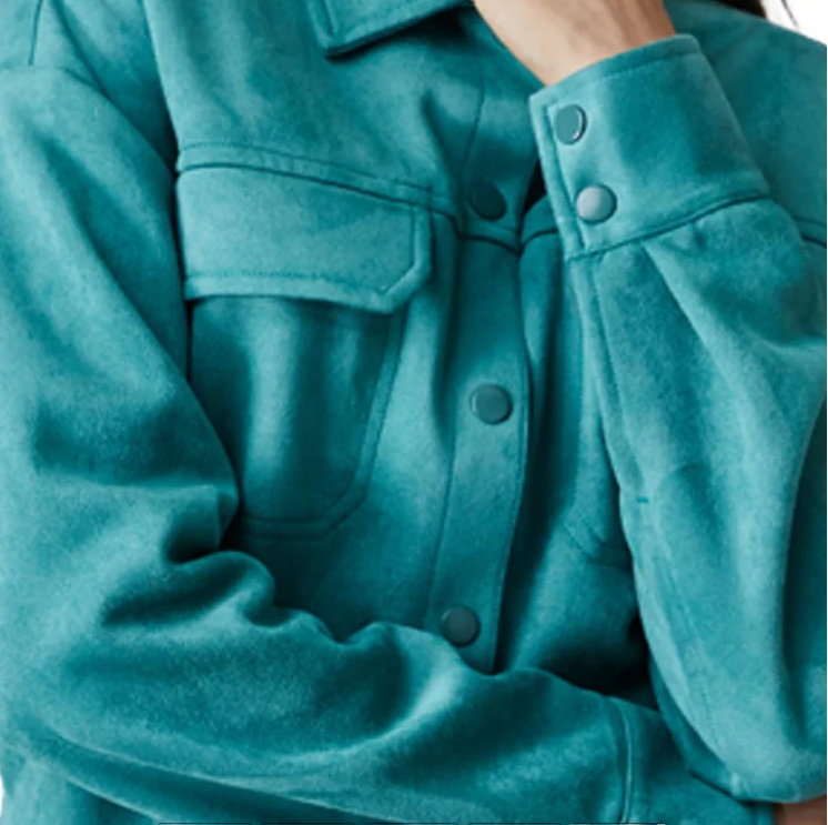 Camisa de Gamuza (Suede) Sintética en Color Turquesa/Verde Agua - Estilo Casual y de Moda