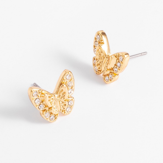 Aretes tipo broquel con forma de mariposa