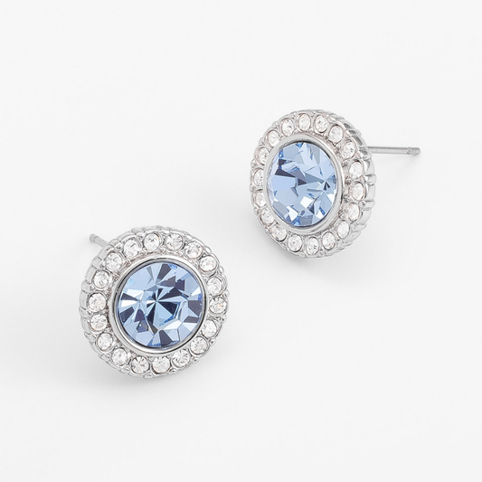 Aretes diamante azul rodeado de diamantes