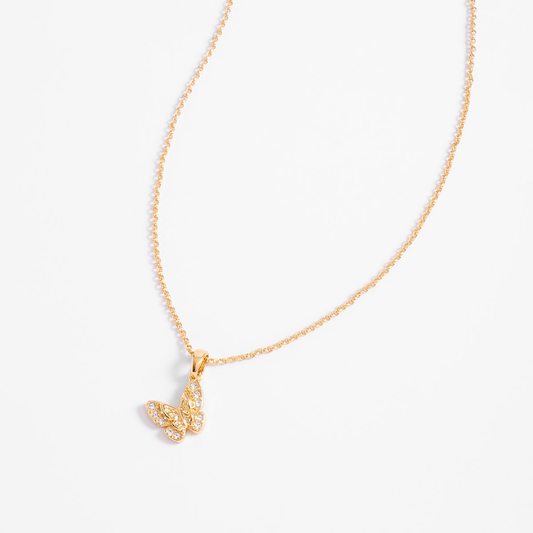 Collar con dije de mariposa y cristales