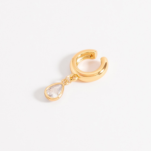 Ear cuff con gota de cristal
