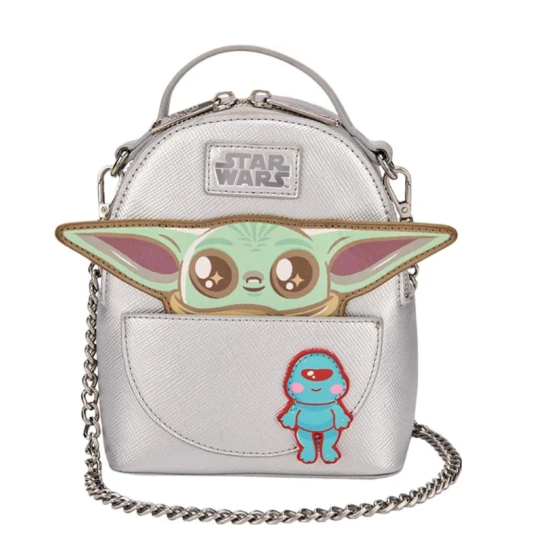 Mini bolsa crossbody estilo kawaii metálica