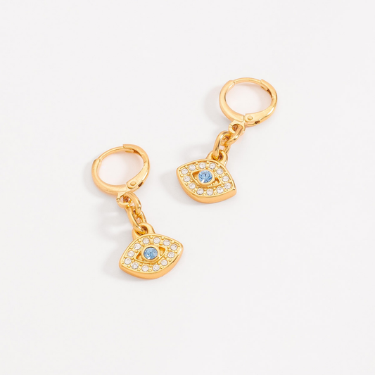 Aretes en baño de oro con diseño de ojo turco