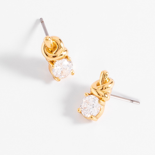 Aretes con piedra redonda y nudito