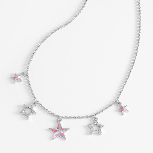 Hermoso collar de estrellas PH en platino