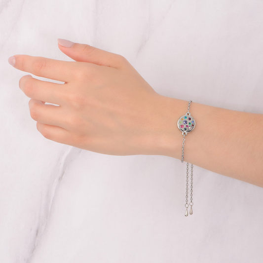 Pulsera ajustable con colorido dije de piedras