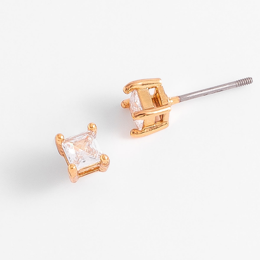 Aretes pequeños con cristal corte diamante