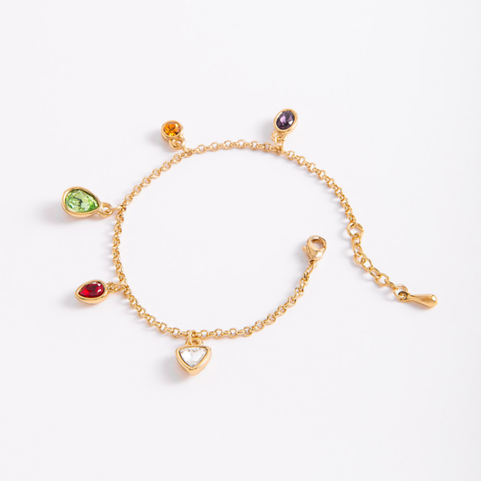 Pulsera con dijes de cristales multicolor