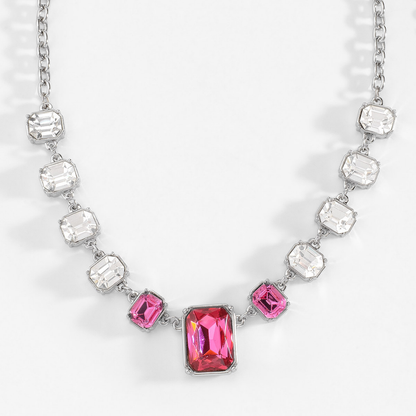 Collar Rosa PH en Baño de Platino y Cristal
