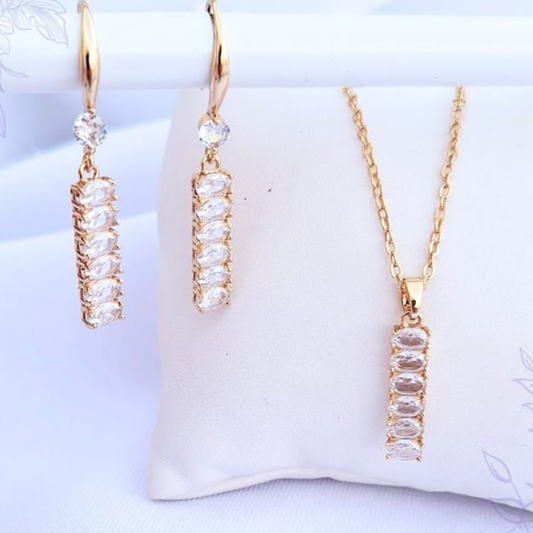 Set con dije con piedra corte diamante