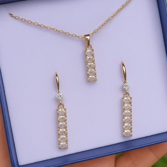 Set con dije con piedra corte diamante