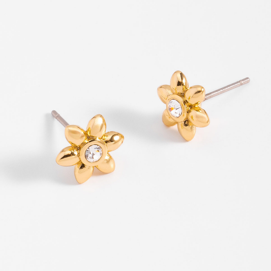 Aretes diseño flor margarita con centro brillante