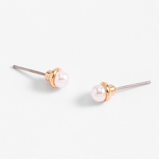Aretes diseño perla tono rosa