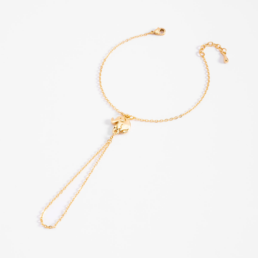 Pulsera con dije de elefante y doble cadena