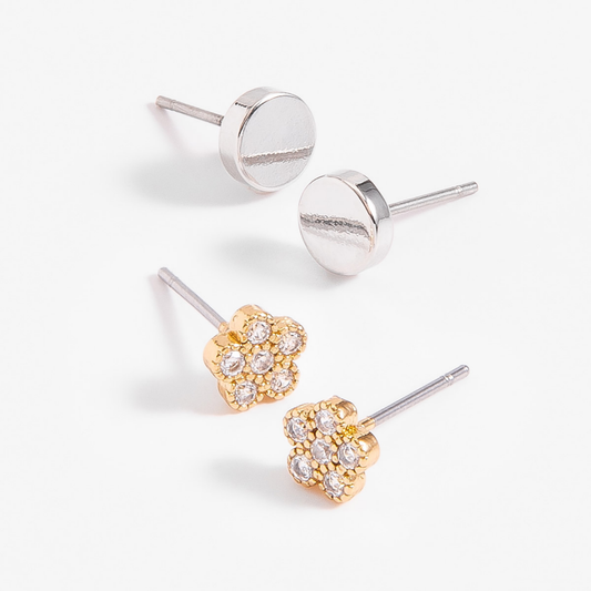Dúo de Aretes Minimalistas y Florales