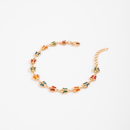 Pulsera con mariposas en tonos vibrantes