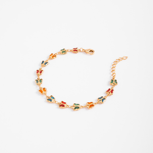 Pulsera con mariposas en tonos vibrantes