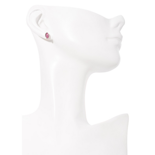Arete de botón con piedra tono rosa