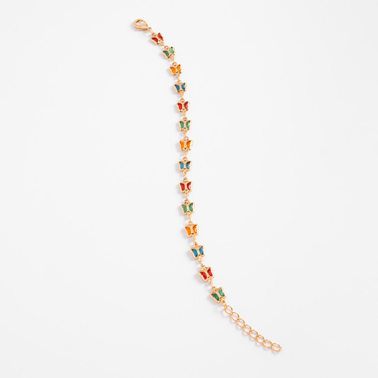Pulsera con mariposas en tonos vibrantes