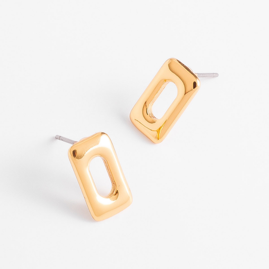 Aretes rectangulares en baño de oro