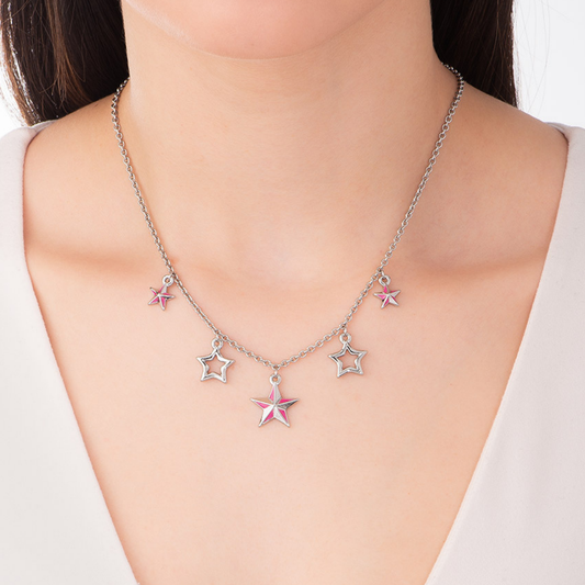 Hermoso collar de estrellas PH en platino