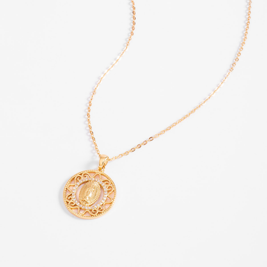 Collar medalla calada con Virgen de Guadalupe