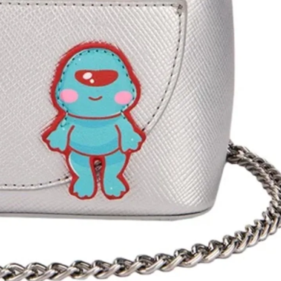 Mini bolsa crossbody estilo kawaii metálica