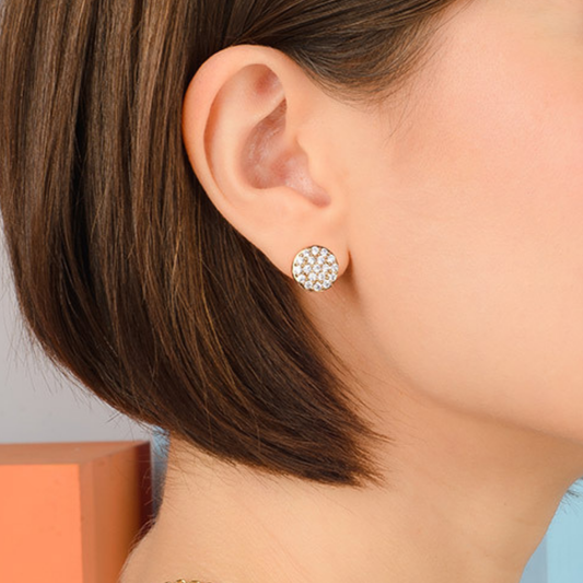 Aretes tipo botón con cristales