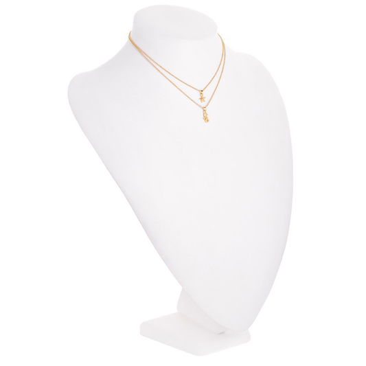 Collar doble cadena oro 18K estrella y caballito
