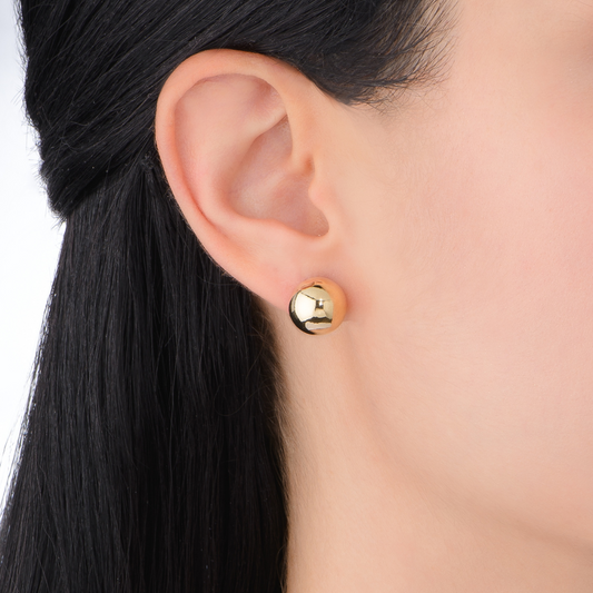 Aretes diseño esfera pulida tamaño grande